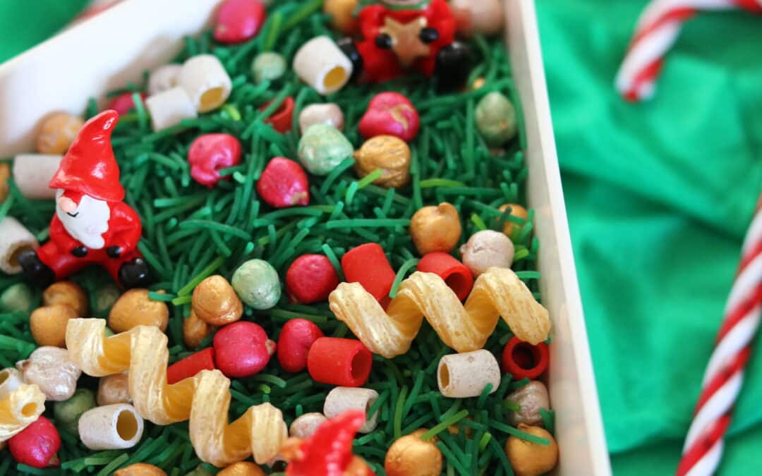 bac sensoriel sur le thème de noël sapin de noël